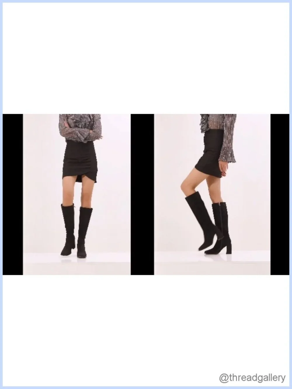 Platform Ankle Boots Chunky High Heel Square Toe Stretchy Combat Booties